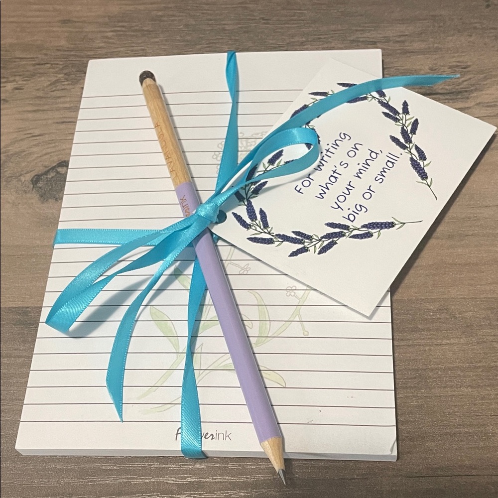 Purple Wood Pencil with Blue Ribbon Gift Set